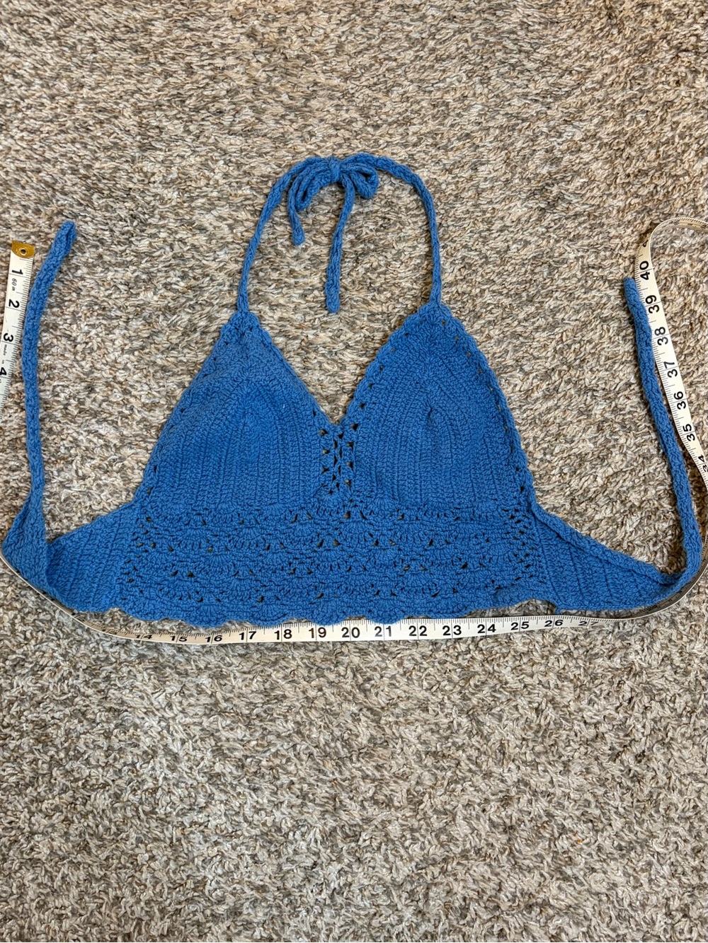 Lakhays Blue Crochet Halter Top - Women Small